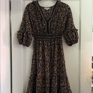 Max Studio Black and Yellow Floral Maxi Dress